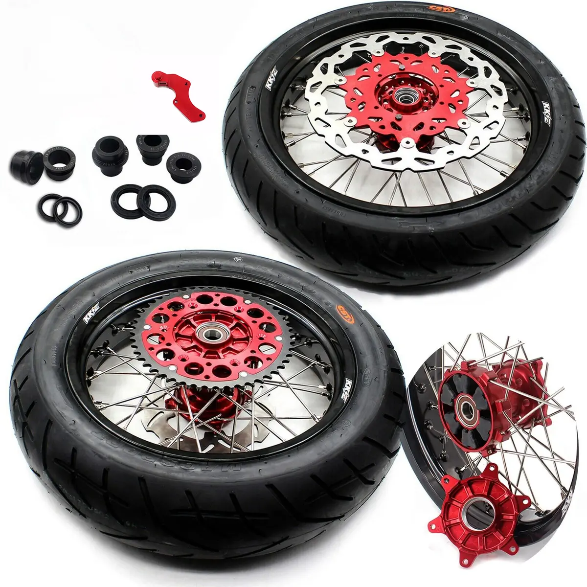 Kke 17 Inch Cush Drive Supermoto Rims Tires For Honda Xr650l 1993-2025 1