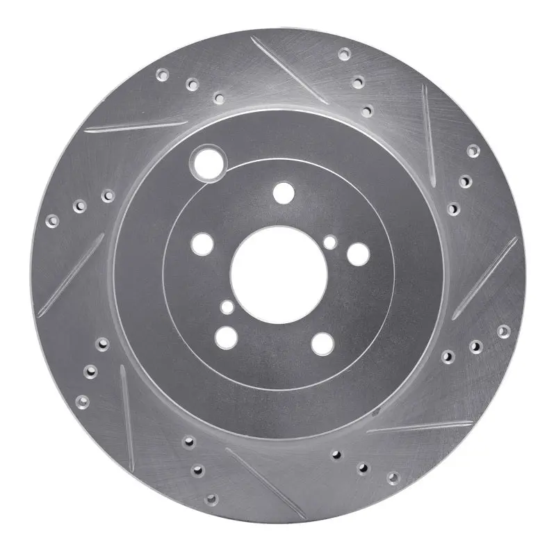 R1 17-25 Subaru Brz Rear Right Drilled & Slotted Silver Brake Rotor 1