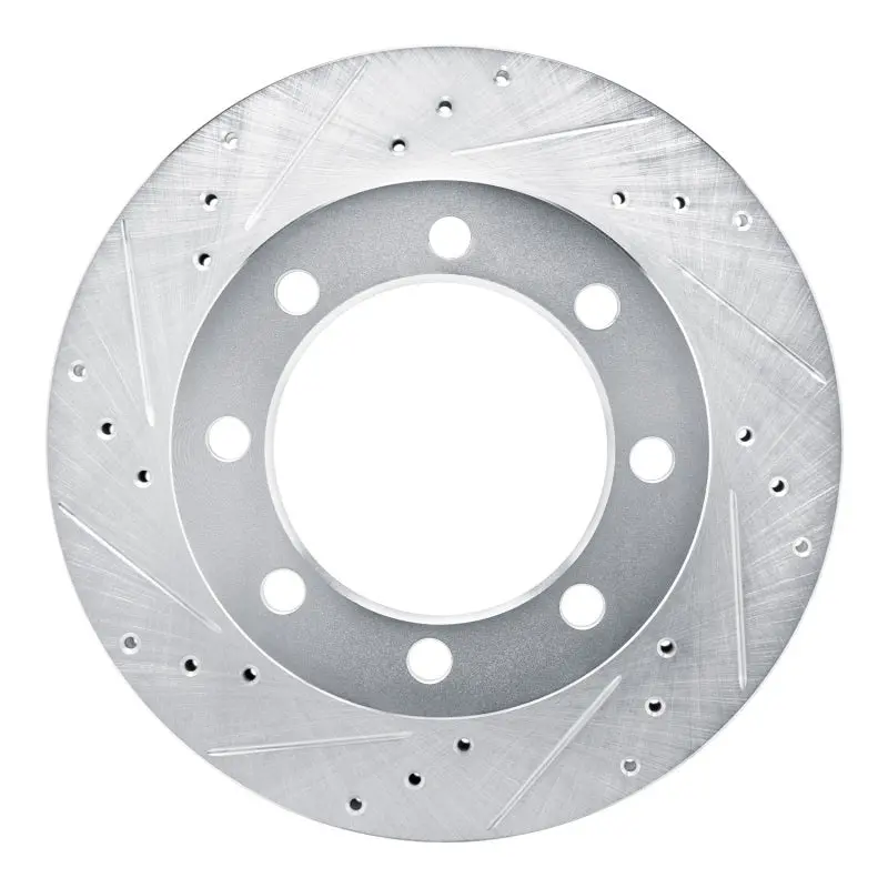 R1 80-93 Dodge W200 Front Left Drilled & Slotted Silver Brake Rotor 1