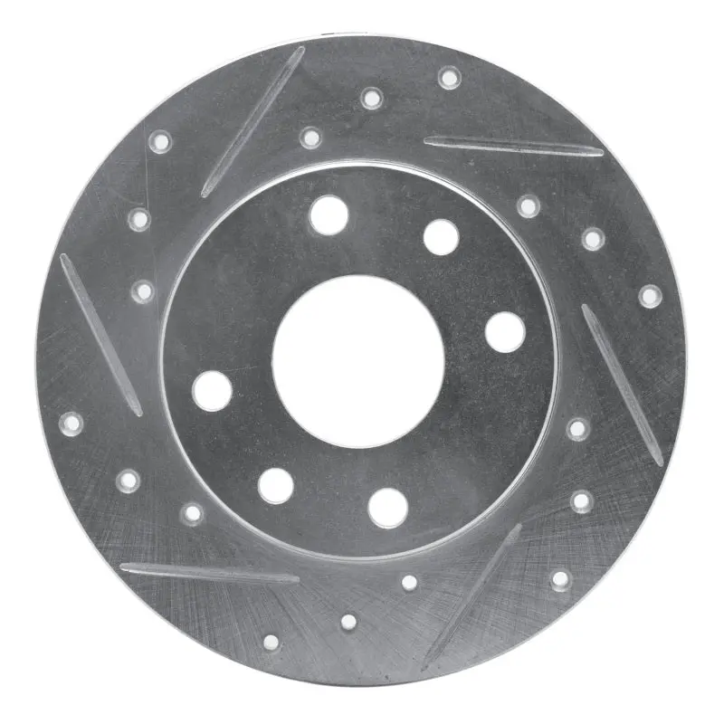 R1 85-89 Chevrolet Spectrum Front Left Drilled & Slotted Silver Brake Rotor 1