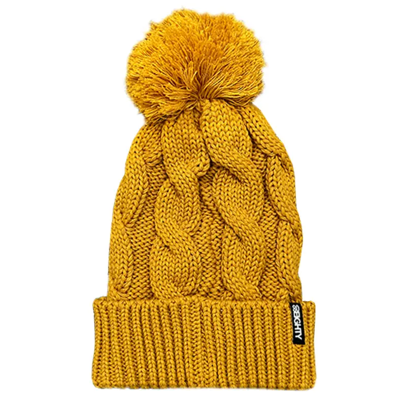 80Eighty® Camel Pompom Beanie 1
