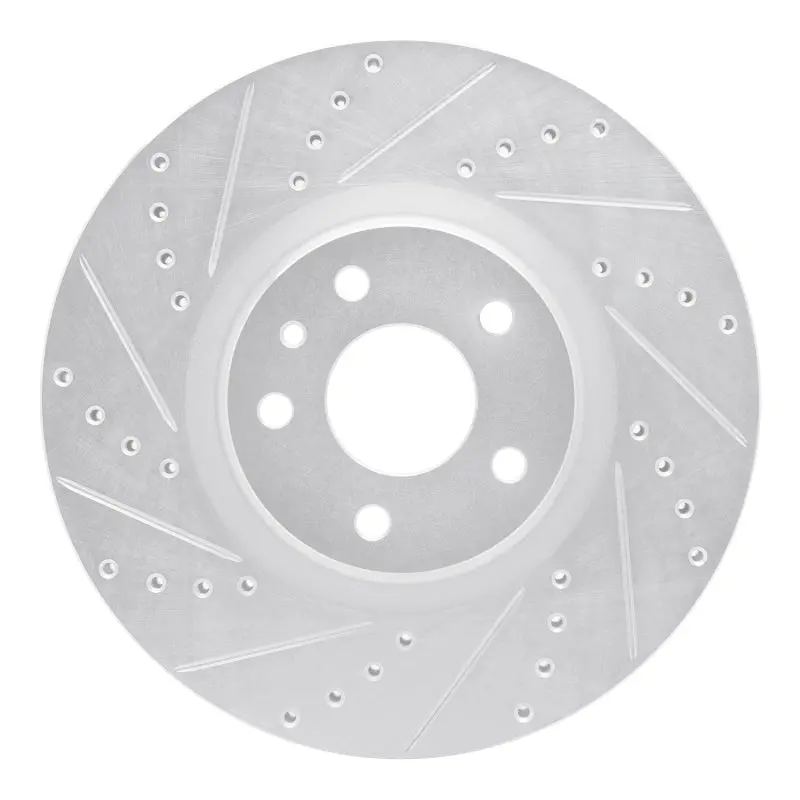 R1 13-20 Ford Fusion Front Left Drilled & Slotted Silver Brake Rotor 1