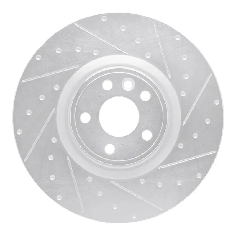 R1 18-20 Jaguar E-Pace Front Right Drilled & Slotted Silver Brake Rotor 1