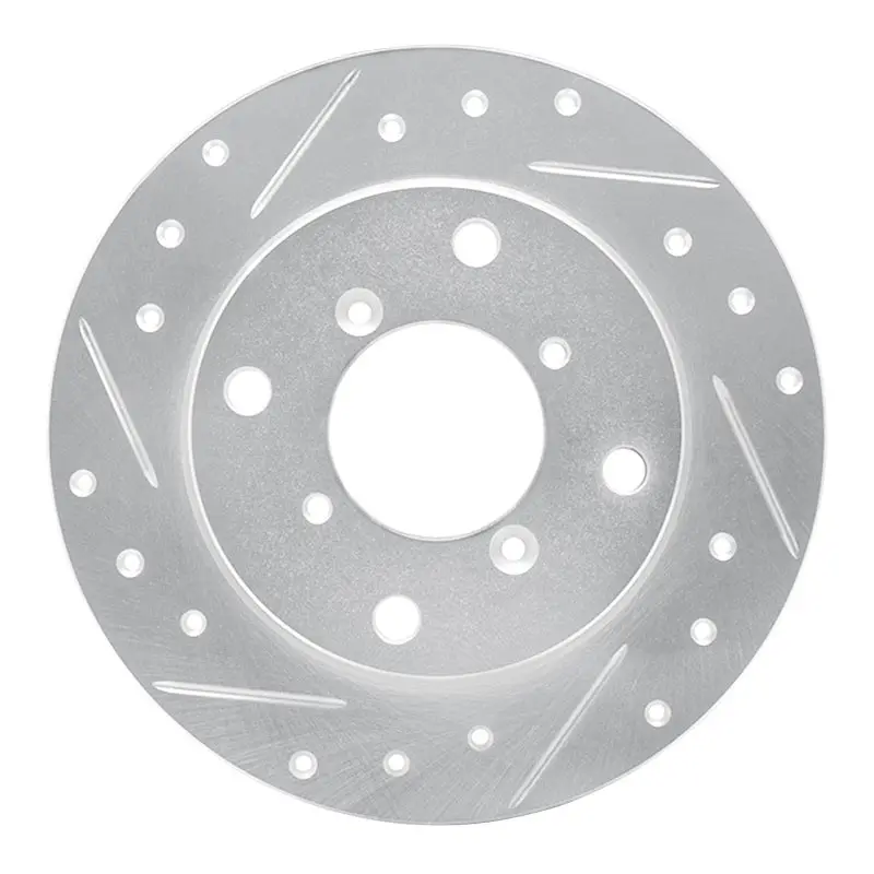 R1 89-94 Suzuki Swift Rear Left Drilled & Slotted Silver Brake Rotor 1