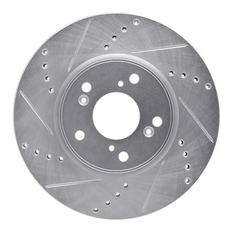 R1 13-22 Honda Accord Sedan Front Left Drilled & Slotted Silver Brake Rotor 1