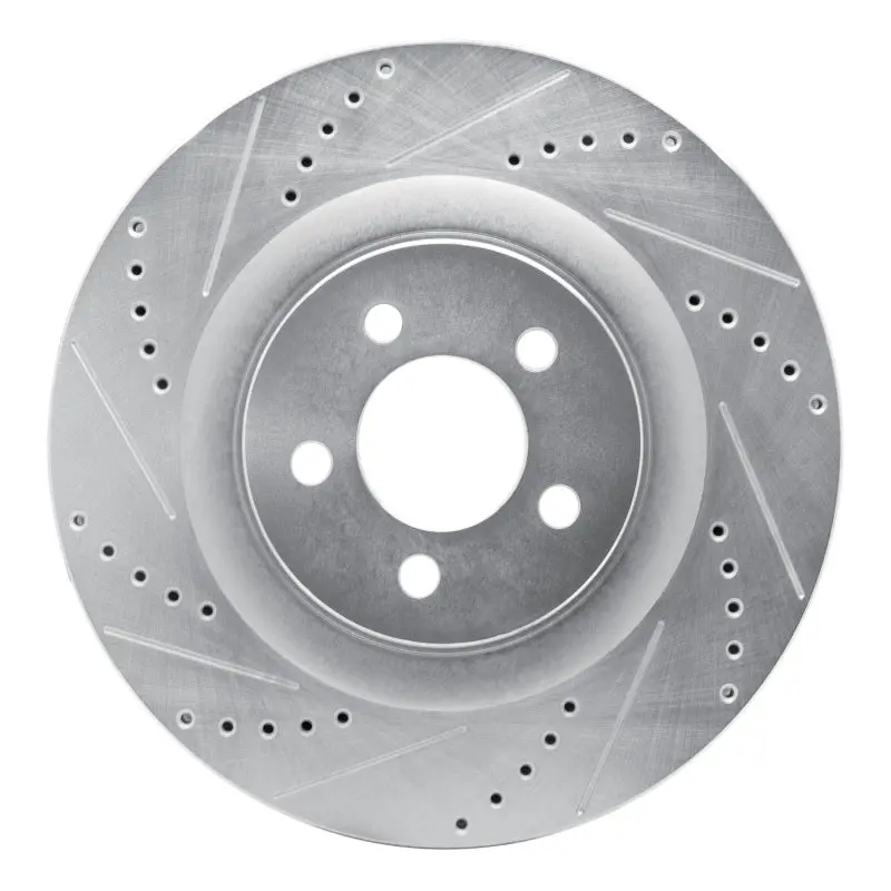 R1 05-23 Chrysler 300 Front Left Drilled & Slotted Silver Brake Rotor 1