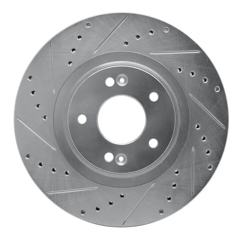 R1 13-20 Hyundai Santa Fe Sport Front Left Drilled & Slotted Silver Brake Rotor 1