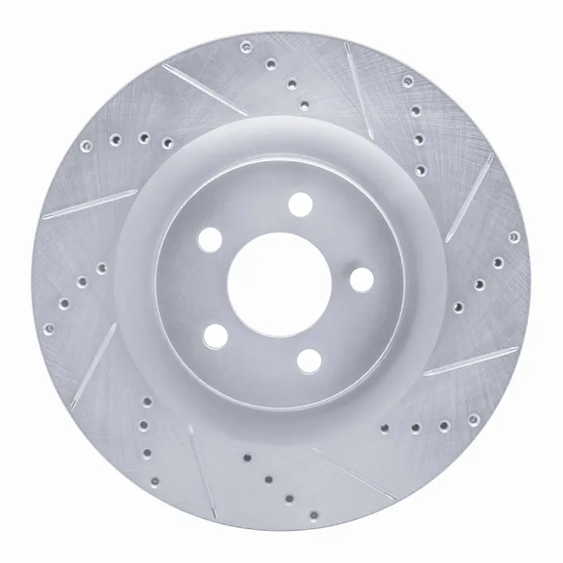 R1 05-23 Chrysler 300 Front Right Drilled & Slotted Silver Brake Rotor 1
