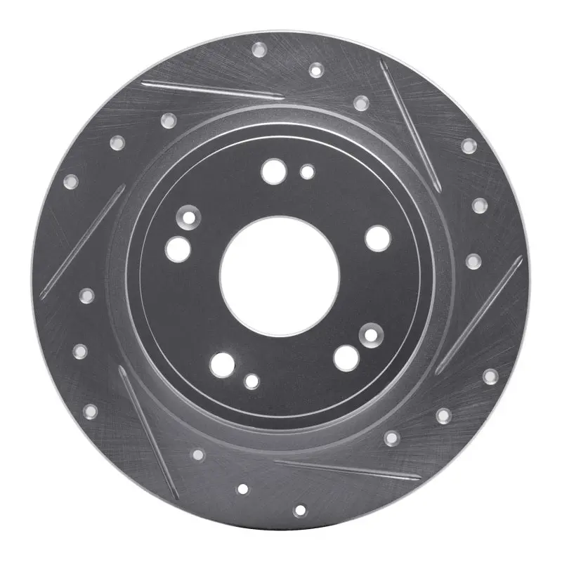 R1 05-17 Honda Accord Rear Right Drilled & Slotted Silver Brake Rotor 1