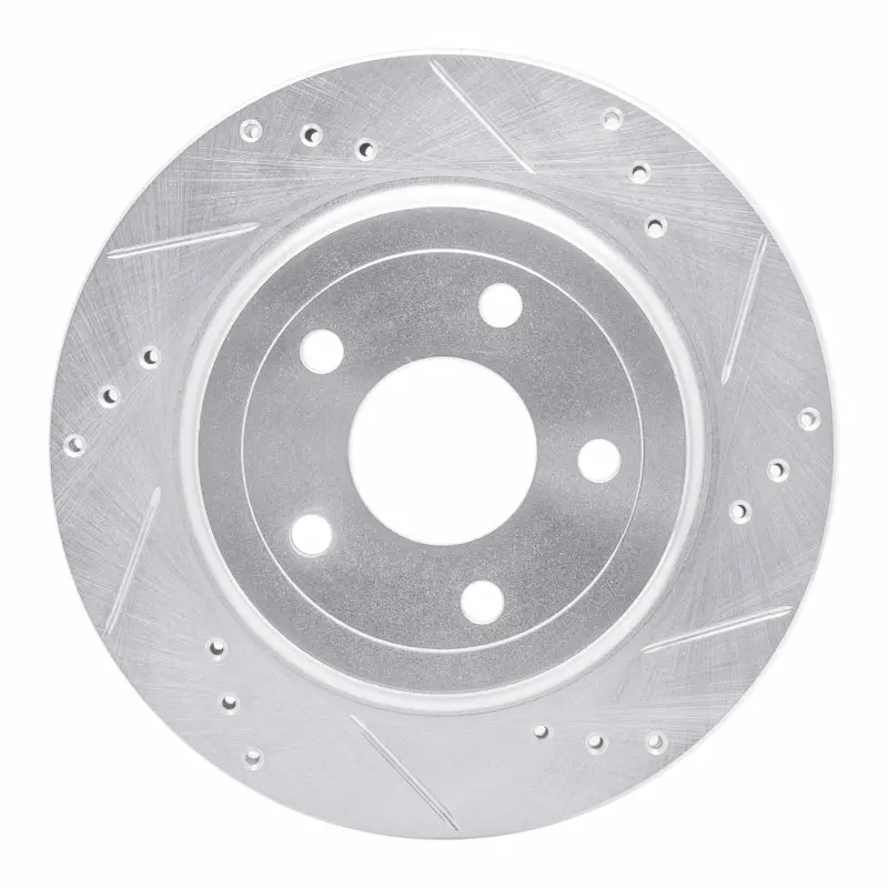 R1 08-10 Chevrolet Cobalt Rear Right Drilled & Slotted Silver Brake Rotor 1