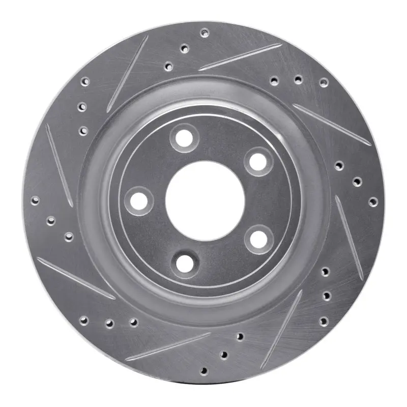 R1 06-08 Jaguar S-Type Rear Left Drilled & Slotted Silver Brake Rotor 1