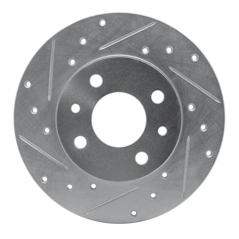 R1 2009-2019 Fiat 500 (Usa/Canada) Rear Left Drilled & Slotted Silver Brake Rotor 1