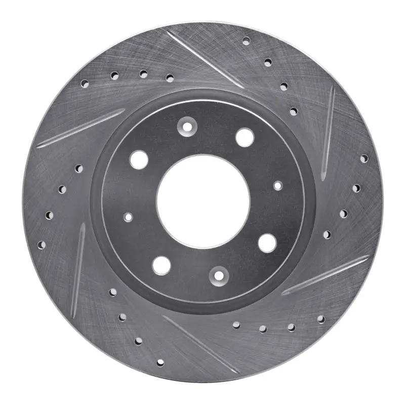R1 04-09 Kia Spectra Front Right Drilled & Slotted Silver Brake Rotor 1