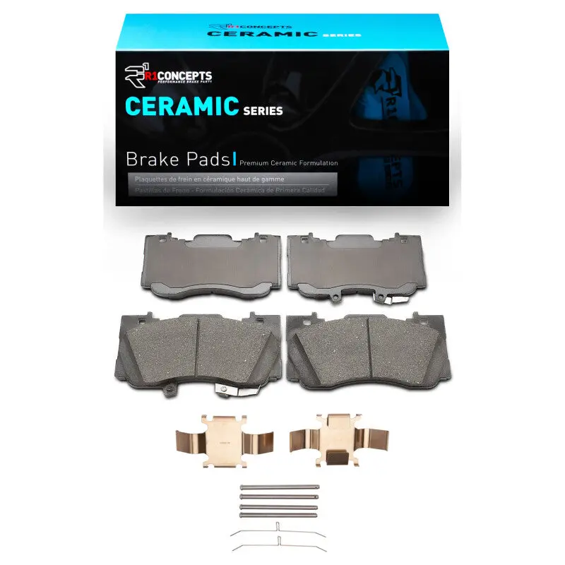 R1 15-23 Ford Mustang (W/Brembo Calipers) Front Ceramic Brake Pads & Hardware Kit 1