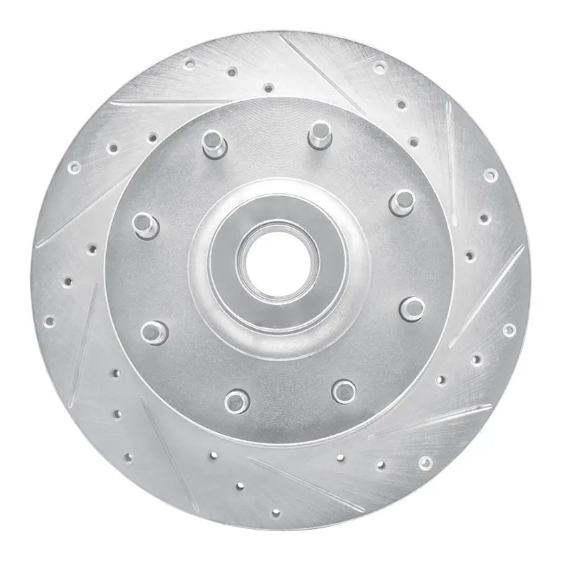 R1 78-97 Dodge B200 / B200 Van / B250 Front Right Drilled & Slotted Silver Brake Rotor 1