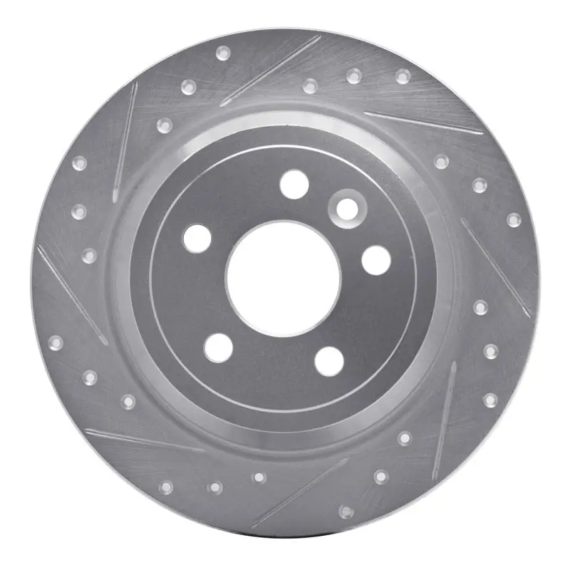 R1 13-15 Land Rover Lr2 Rear Left Drilled & Slotted Silver Brake Rotor 1