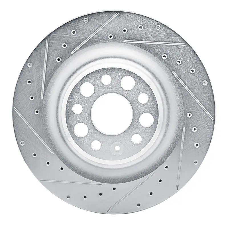 R1 21-25 Tesla Model S Rear Left Drilled & Slotted Silver Brake Rotor 1