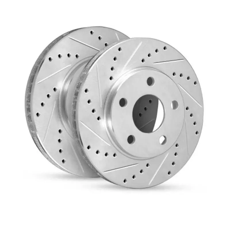 R1 00-03 Ford F650 Rear Left Drilled & Slotted Silver Brake Rotor 1