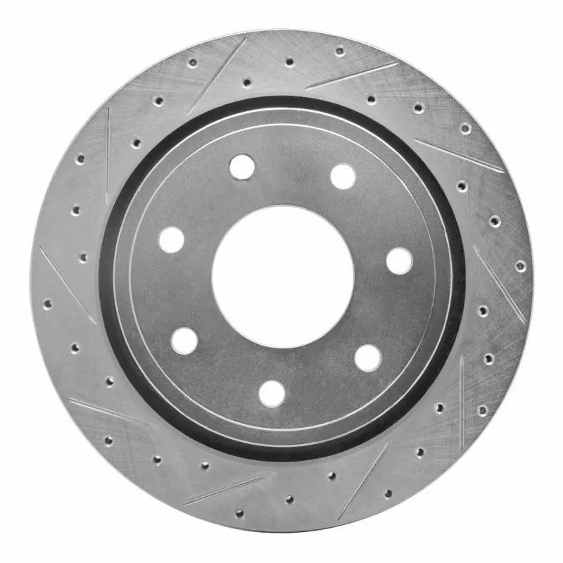 R1 12-14 Ford F-150 4Wd Rear Left Drilled & Slotted Silver Brake Rotor 1