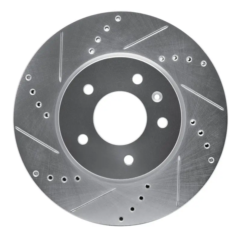 R1 07-15 Chevrolet Captiva Front Left Drilled & Slotted Silver Brake Rotor 1