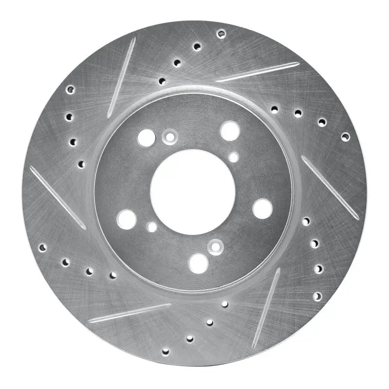 R1 05-10 Honda Odyssey Front Left Drilled & Slotted Silver Brake Rotor 1