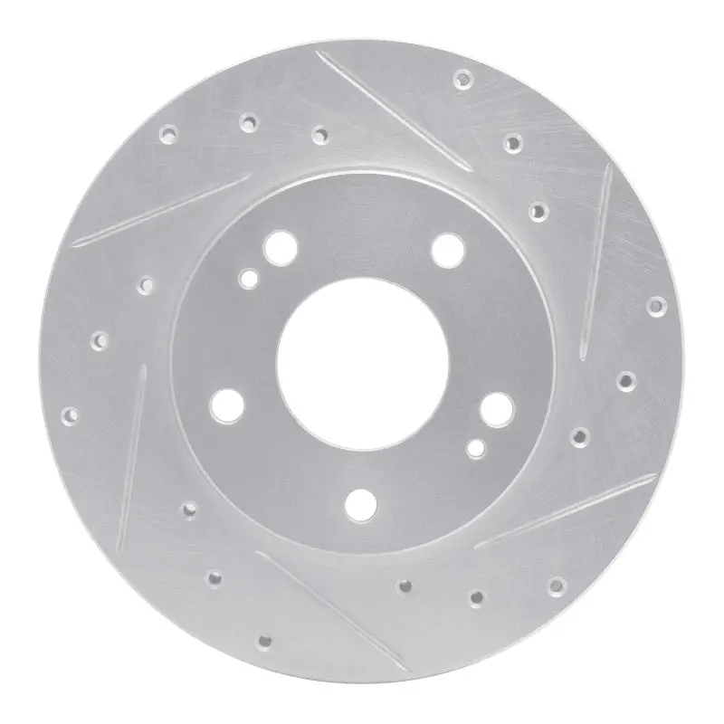 R1 98-98 Eagle Talon Front Right Drilled & Slotted Silver Brake Rotor 1