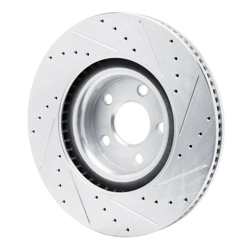 R1 22-25 Ford Maverick Front Left Drilled & Slotted Silver Brake Rotor 2