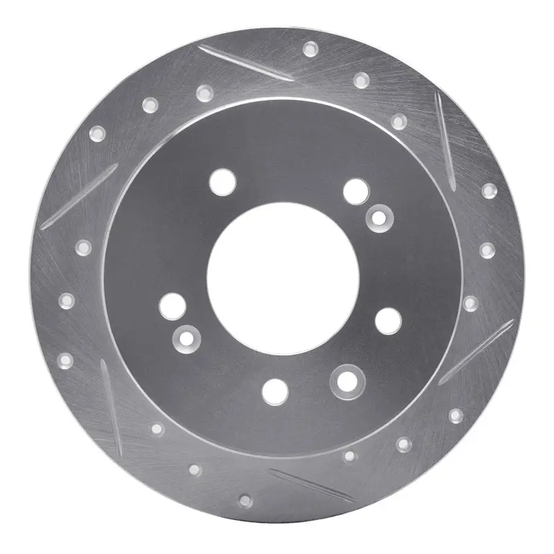 R1 07-10 Hyundai Elantra Rear Right Drilled & Slotted Silver Brake Rotor 1