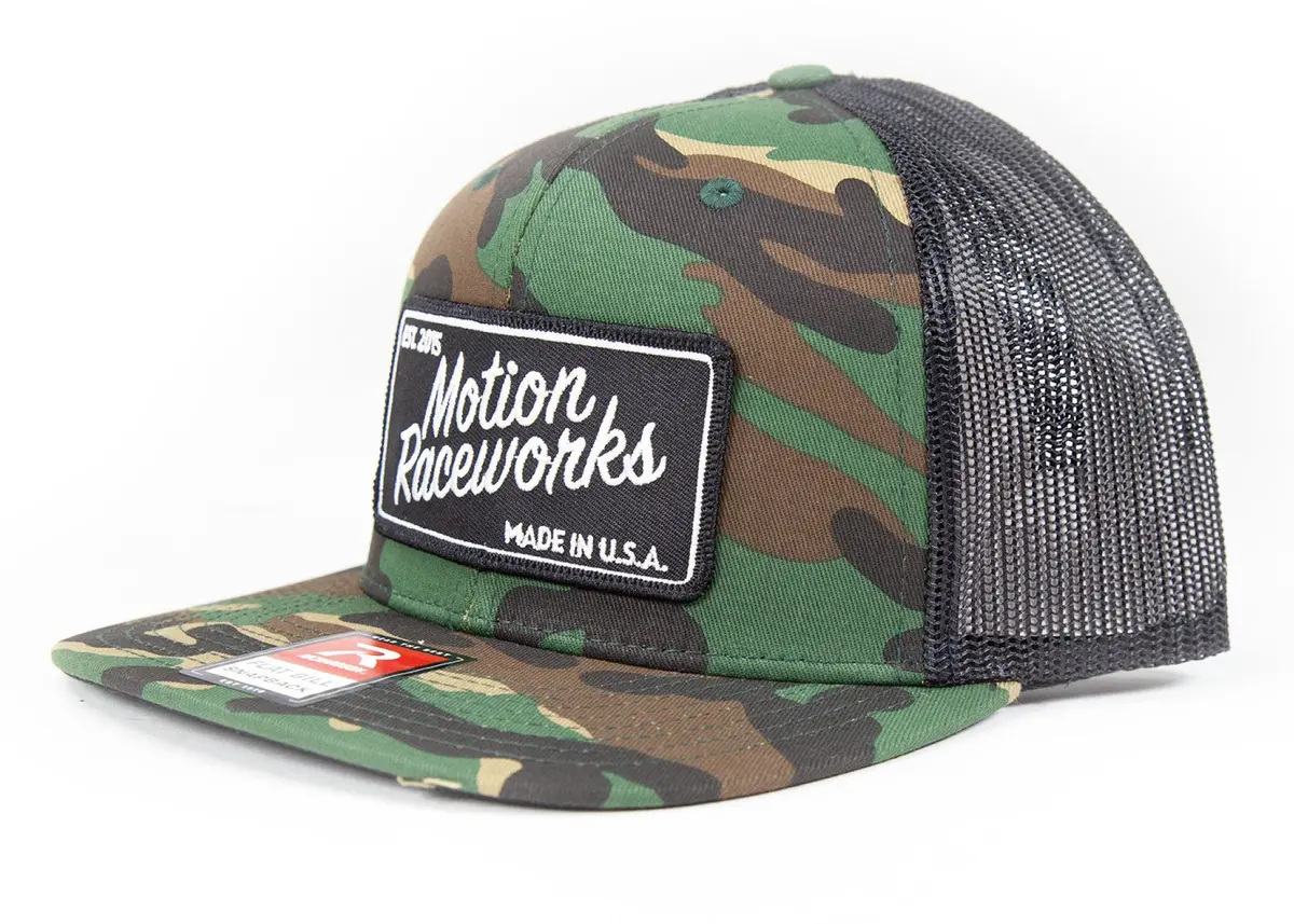 Motion Heritage Flat Bill Hat Green Camo/Black Snapback 1