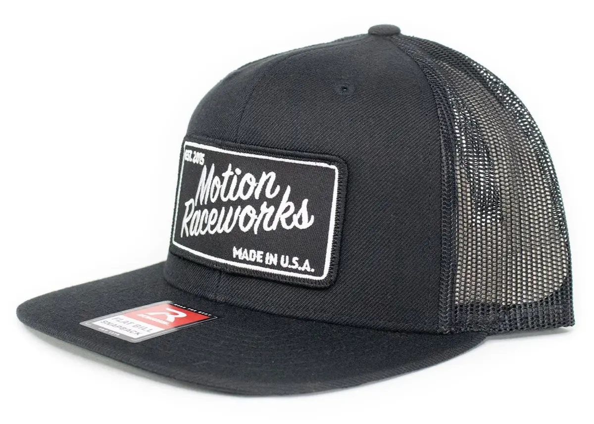 Motion Heritage Flat Bill Hat Black/Black Snapback 1