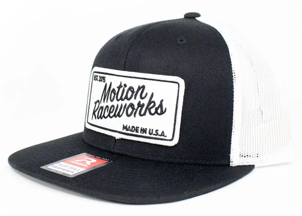 Motion Heritage Flat Bill Hat Black/White Snapback 1