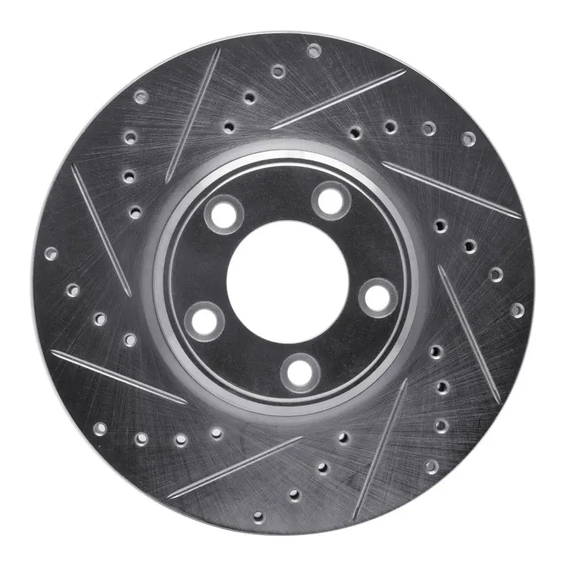 R1 00-06 Ford Thunderbird Front Left Drilled & Slotted Silver Brake Rotor 1