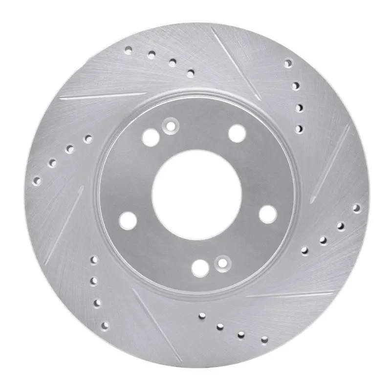 R1 01-05 Hyundai Santa Fe Front Right Drilled & Slotted Silver Brake Rotor 1