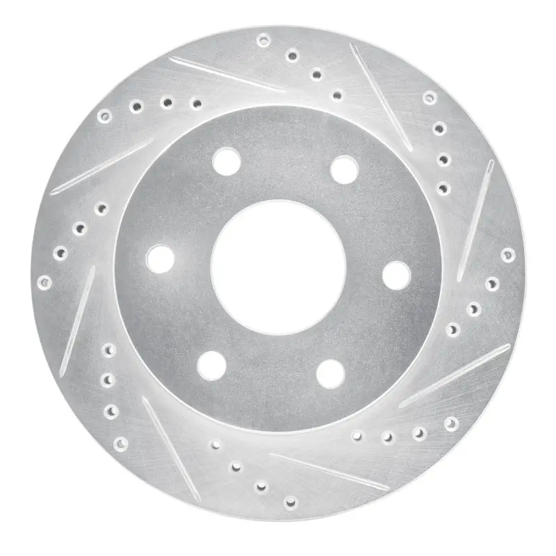 R1 03-17 Dodge Viper Rear Right Drilled & Slotted Silver Brake Rotor 1