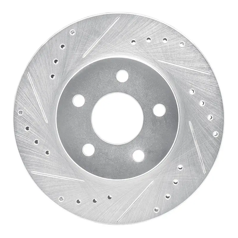R1 89-90 Ford Thunderbird Front Left Drilled & Slotted Silver Brake Rotor 1