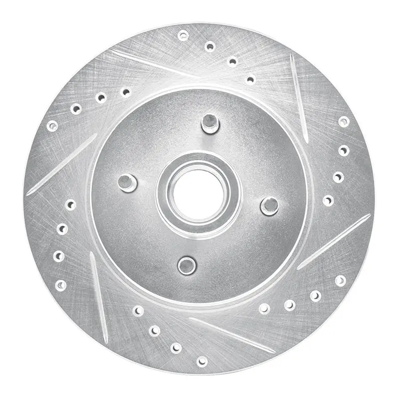 R1 87-93 Ford Mustang Front Right Drilled & Slotted Silver Brake Rotor 1