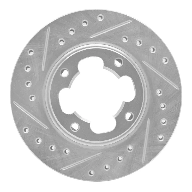 R1 87-94 Subaru Justy Front Left Drilled & Slotted Silver Brake Rotor 1