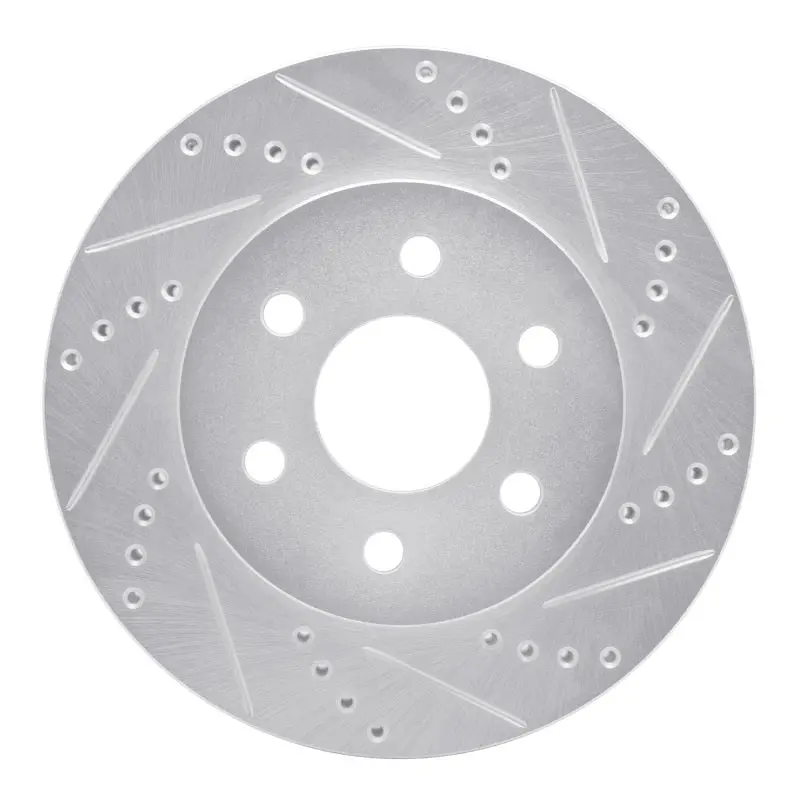 R1 98-99 Cadillac Deville Front Right Drilled & Slotted Silver Brake Rotor 1
