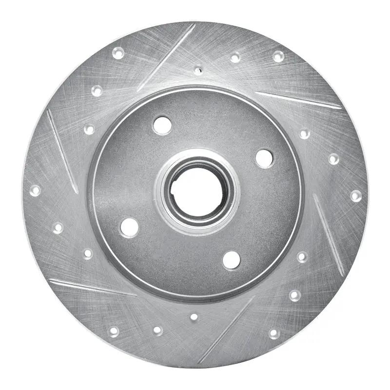 R1 76-84 Porsche 924 Front Left Drilled & Slotted Silver Brake Rotor 1
