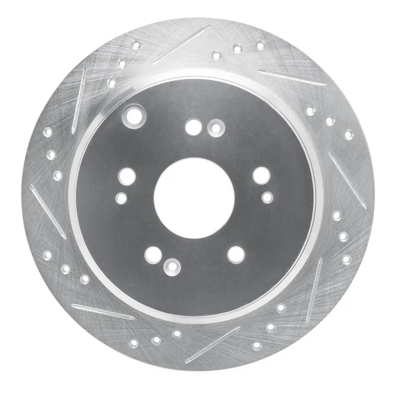 R1 05-18 Acura Rdx Rear Left Drilled & Slotted Silver Brake Rotor 1