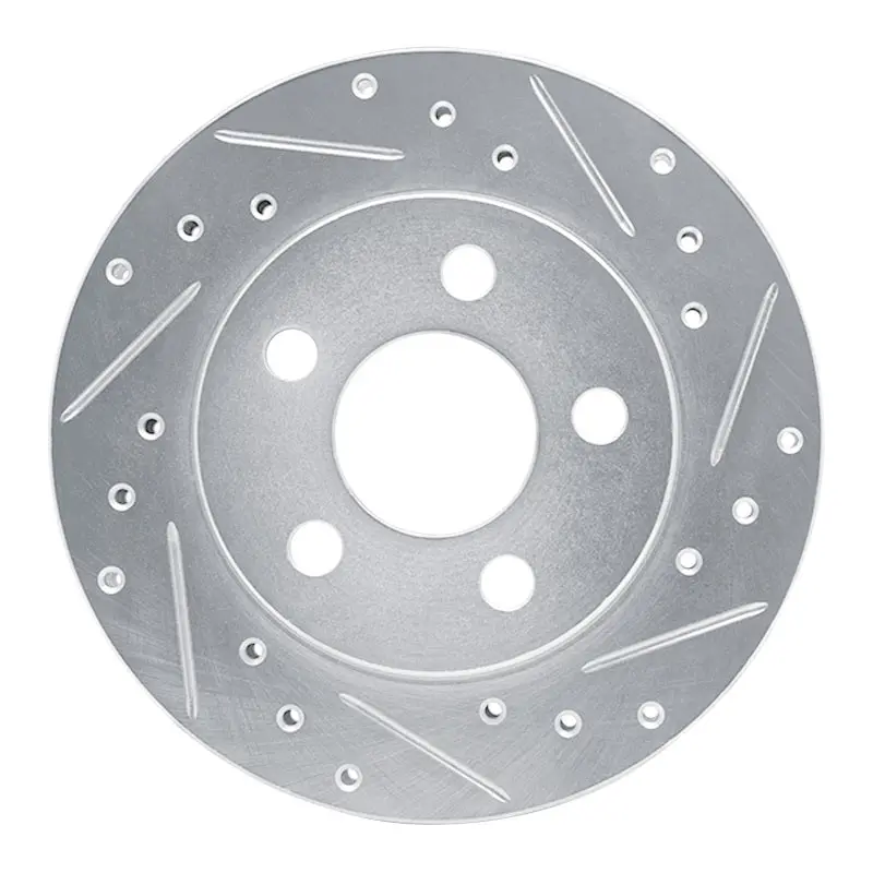 R1 85-89 Dodge Aries Front Right Drilled & Slotted Silver Brake Rotor 1