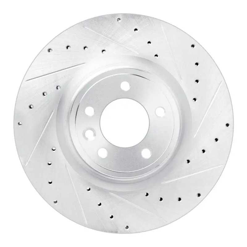 R1 18-24 Land Rover Discovery Front Right Drilled & Slotted Silver Brake Rotor 1