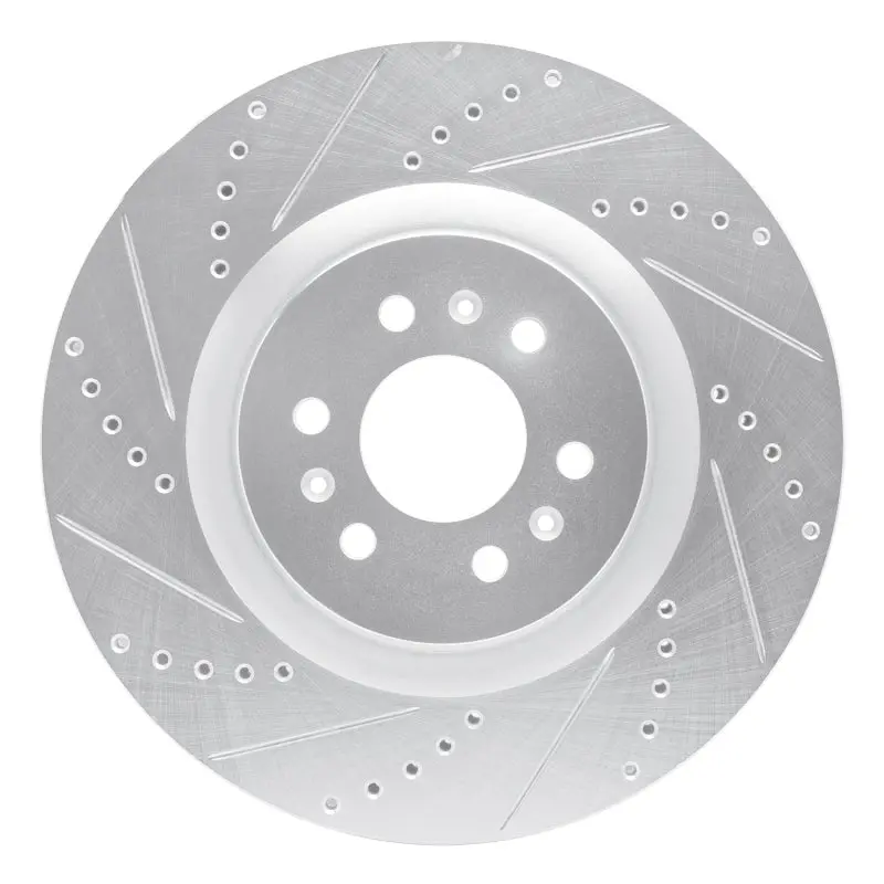 R1 04-11 Cadillac Sts Front Left Drilled & Slotted Silver Brake Rotor 1
