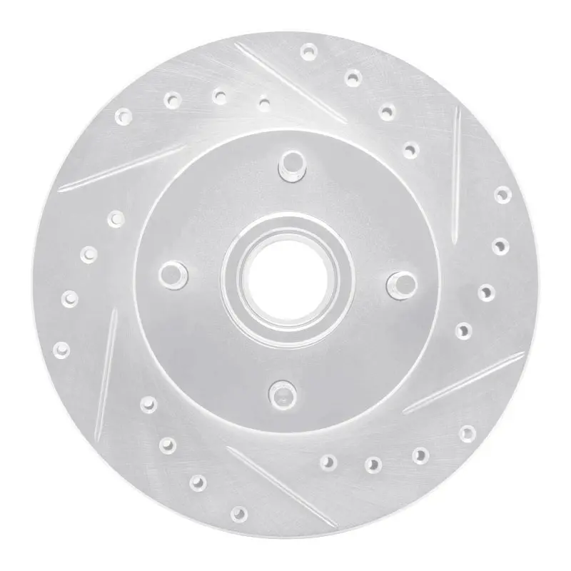 R1 78-93 Ford Granada Front Right Drilled & Slotted Silver Brake Rotor 1