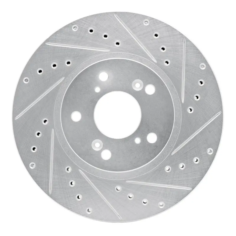 R1 99-14 Acura Tsx Front Right Drilled & Slotted Silver Brake Rotor 1