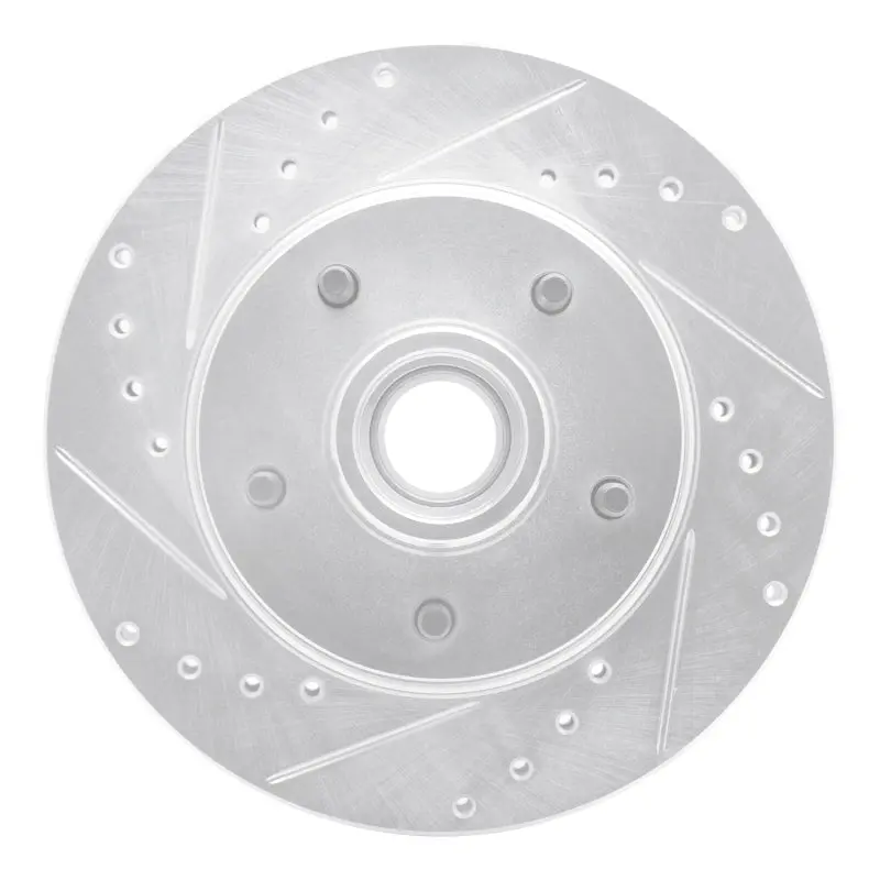 R1 1970-1981 Buick Estate Wagon Front Left Drilled & Slotted Silver Brake Rotor 1