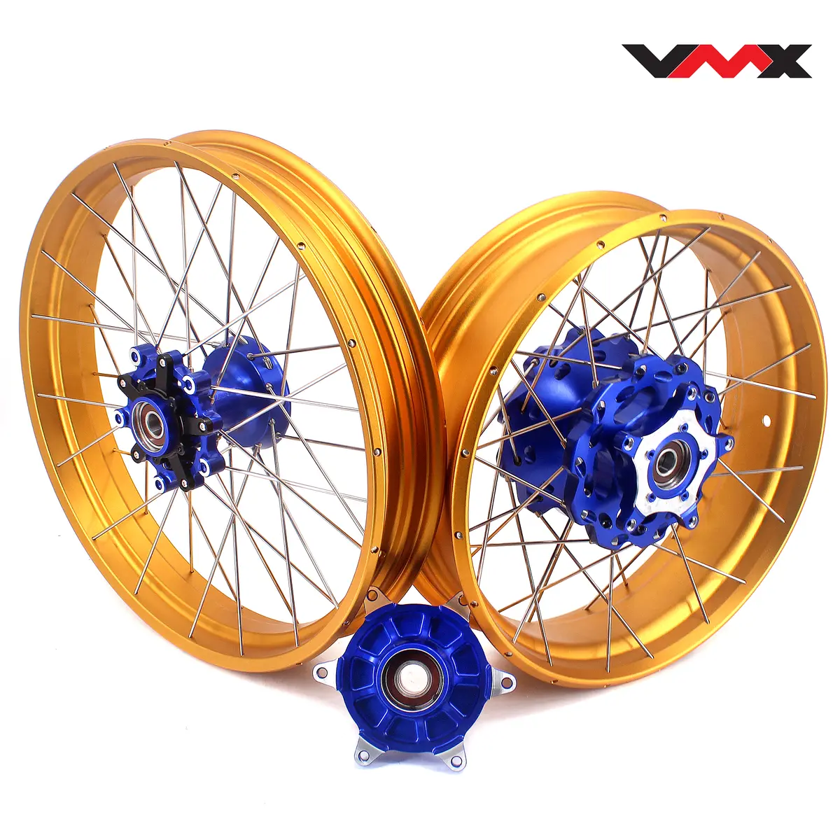 Vmx 19Inch 17Inch Cush Drive Spoked Tubeless Wheels Set For Bmw G310gs 2016-2024 Blue Hub & Gold Rim 1