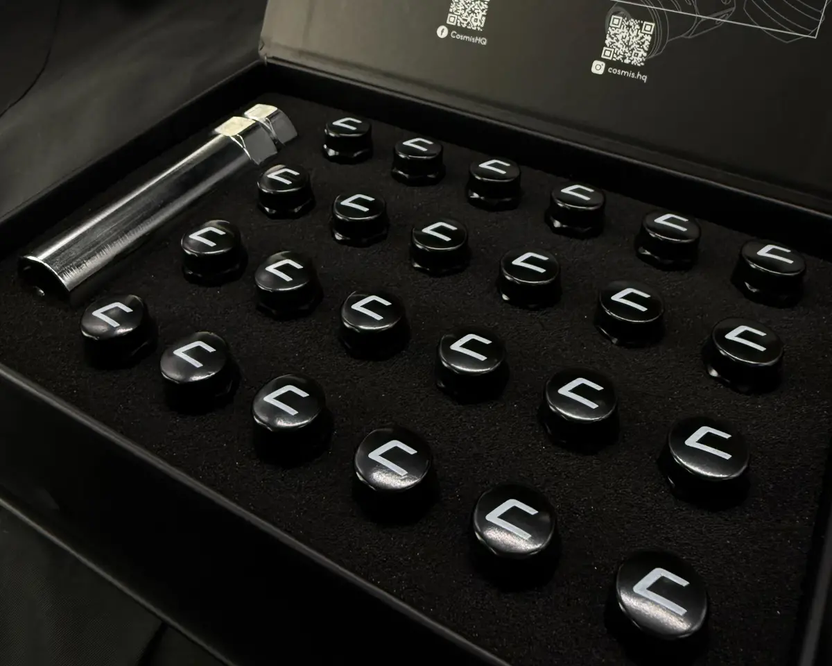 Cosmis Wheels Close Ended Lug Nuts | M12x1.25 Black | Set Of 20 1