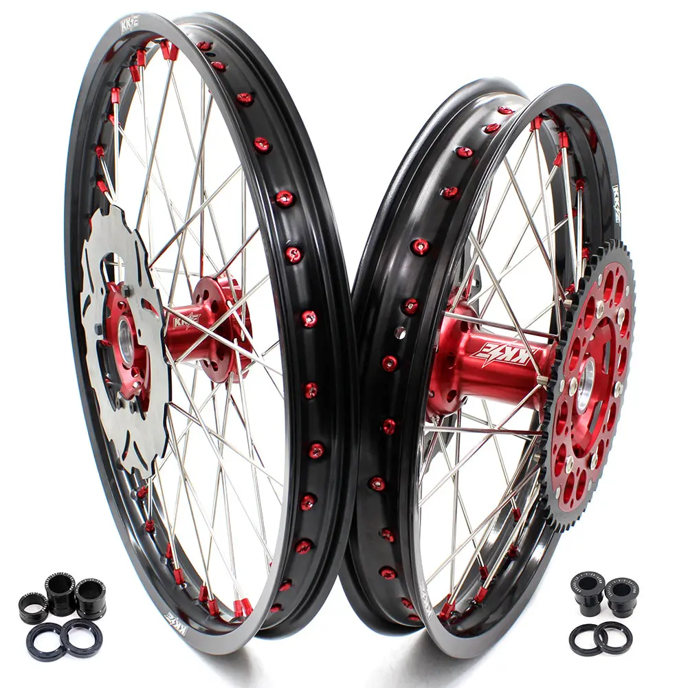 Kke 21&18 21&19 Wheels For Honda Cr125r 1998-2001 Cr250r 1997 Red Nipples 2