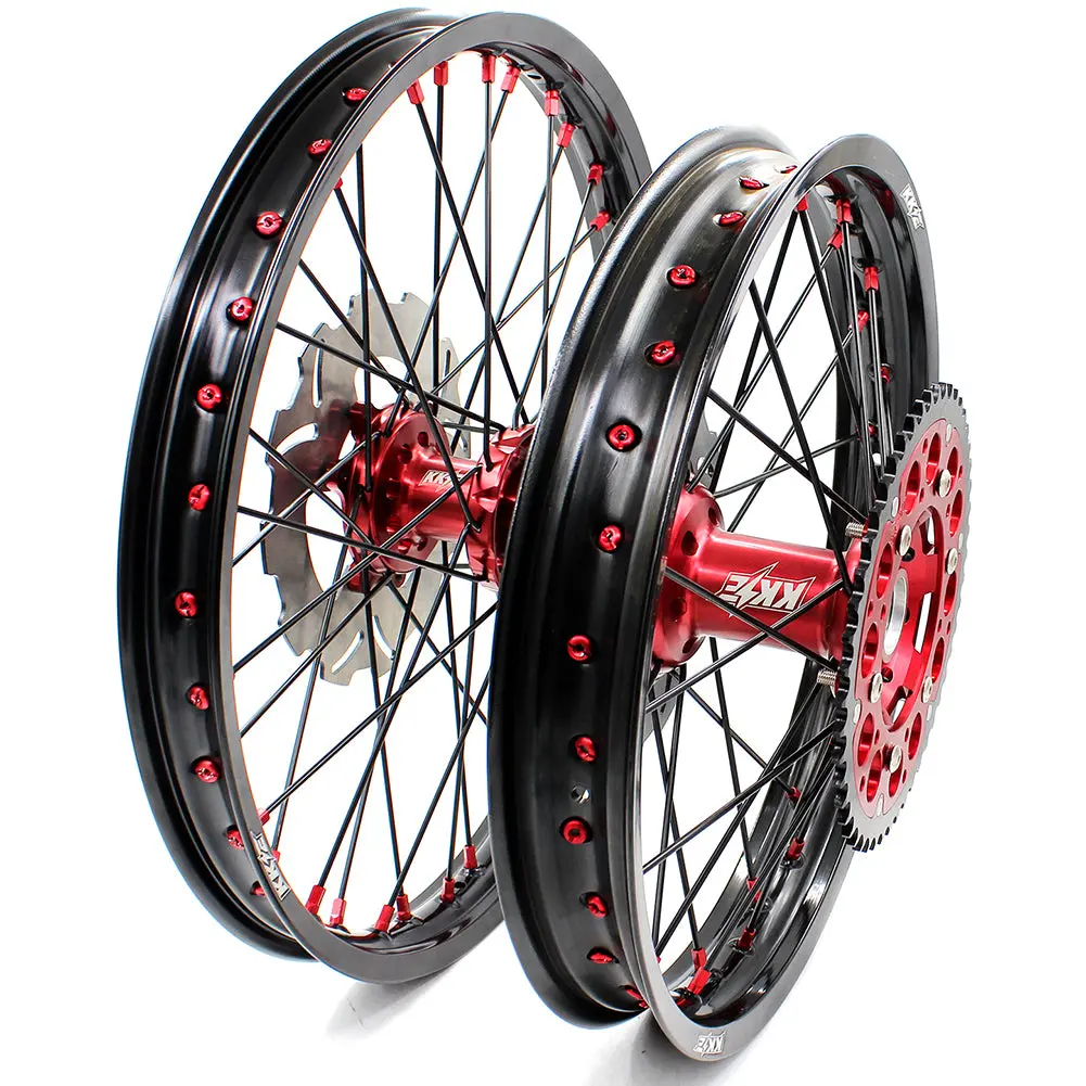 Kke 21/18 21/19 Cnc Mx Wheels Set For Honda Xr400r 1996-2004 Xr600r 1991-2000 Black Spokes 2
